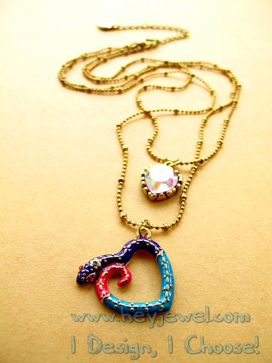 美国设计师BJ 奇幻乐园 双层彩色小蛇项链 蓝 B50049|msdalam kategori Aksesori/Barang Kemas Fesyen, kalung - dari Buy2taobao.com untuk memberikan perkhidmatan ejen Taobao profesional membeli