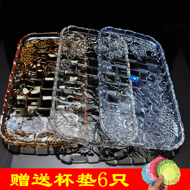 包邮水晶果盘长方形玻璃托盘欧式时尚创意水杯酒具茶具托盘平盘在类目 餐饮具, 餐具, 果盆/果盘/果篮中 - 来自Buy2taobao.com提供专业的淘宝代购服务