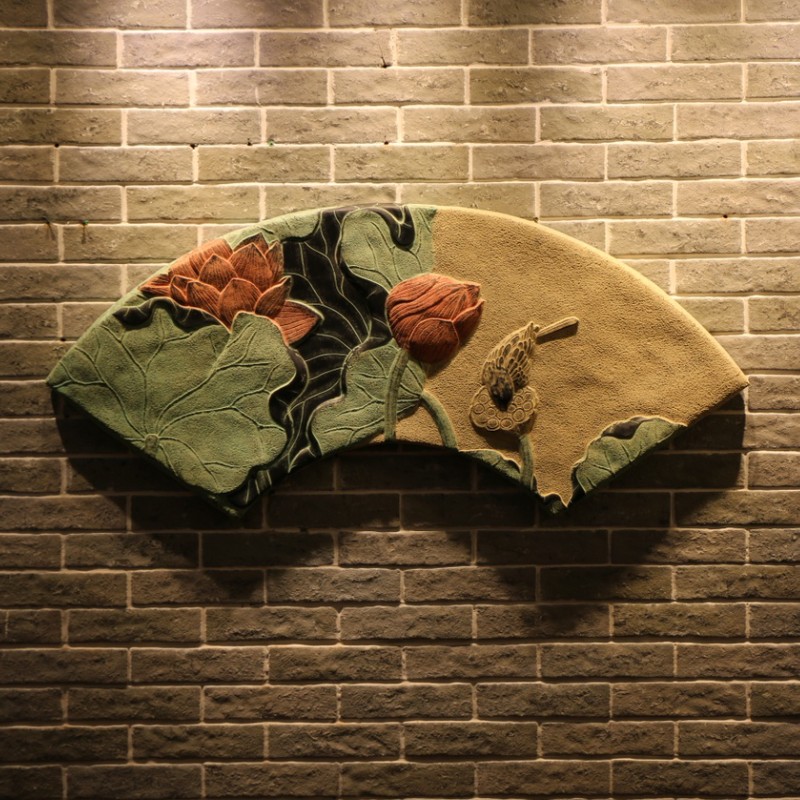 Chinese style Retro Home Decor Lotus Sector relief Pendant Chinese style Background wall Wall decoration lotus pond Yaquin the Home accessories , Mural category - from Buy2taobao.com to provide professional Taobao agent buy service