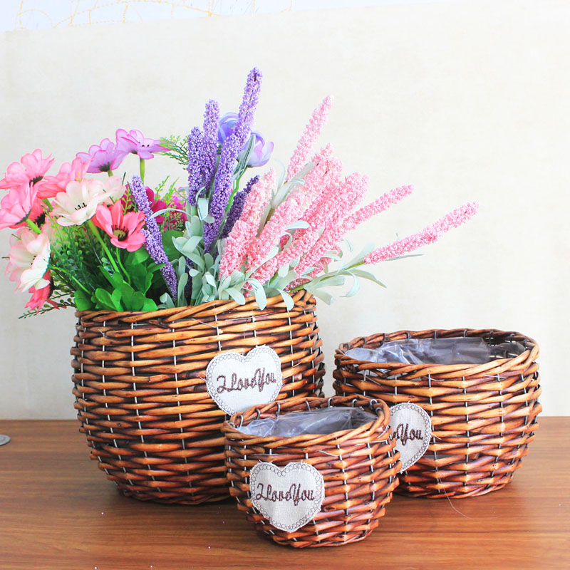 Straw Rattan Flower pot Willow Countryside Northern Europe ins originality manual weave flower arrangement Scindapsus Flower pot Decorationin the Home accessories , Vase/Flower/Artificial flowers/Imitation jewelry , Flower/Vase , Baskets category - from Buy2taobao.com to provide professional Taobao agent buy service