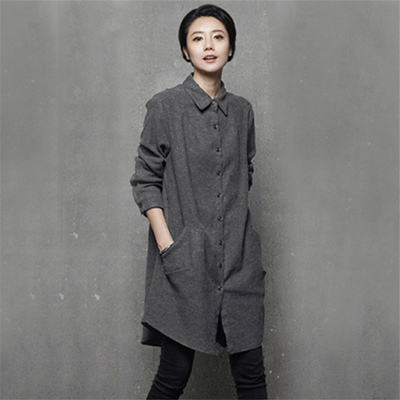 2017秋装新款韩版宽松中长女衬衣外套韩范冬百搭打底上衣长袖衬衫