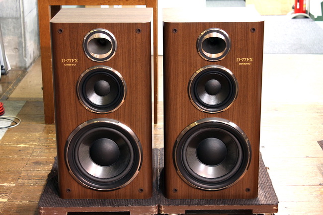 二手原装日本onkyo/安桥d-77fx经典发烧大书架箱 号角高音设计