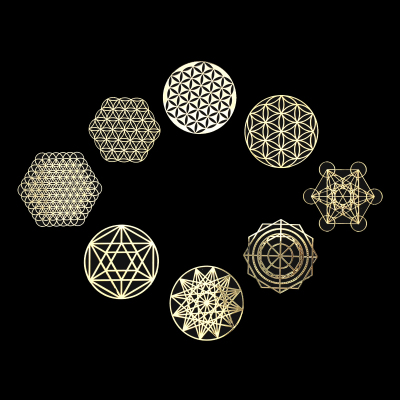 生命之花贴纸能量之花金属贴几何能量图案灵性冥想奥根金字塔材料