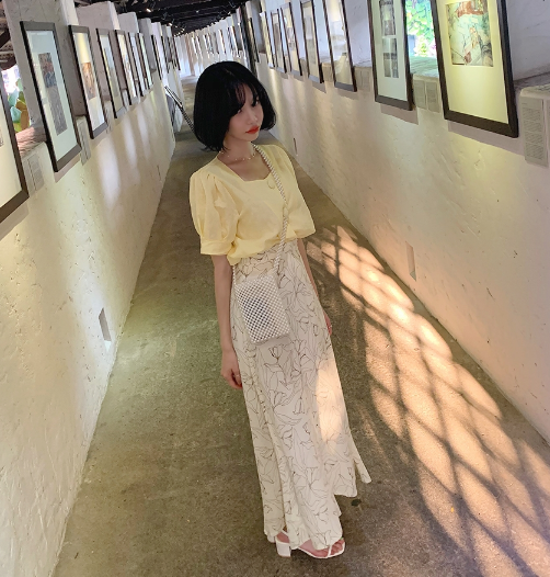 chic韓國官網代購 小清新優雅洋氣印花半身裙氣質花色中長裙女在類目 女裝/女士精品, 半身裙中 - 來自Buy2taobao.com提供專業的淘寶代購服務