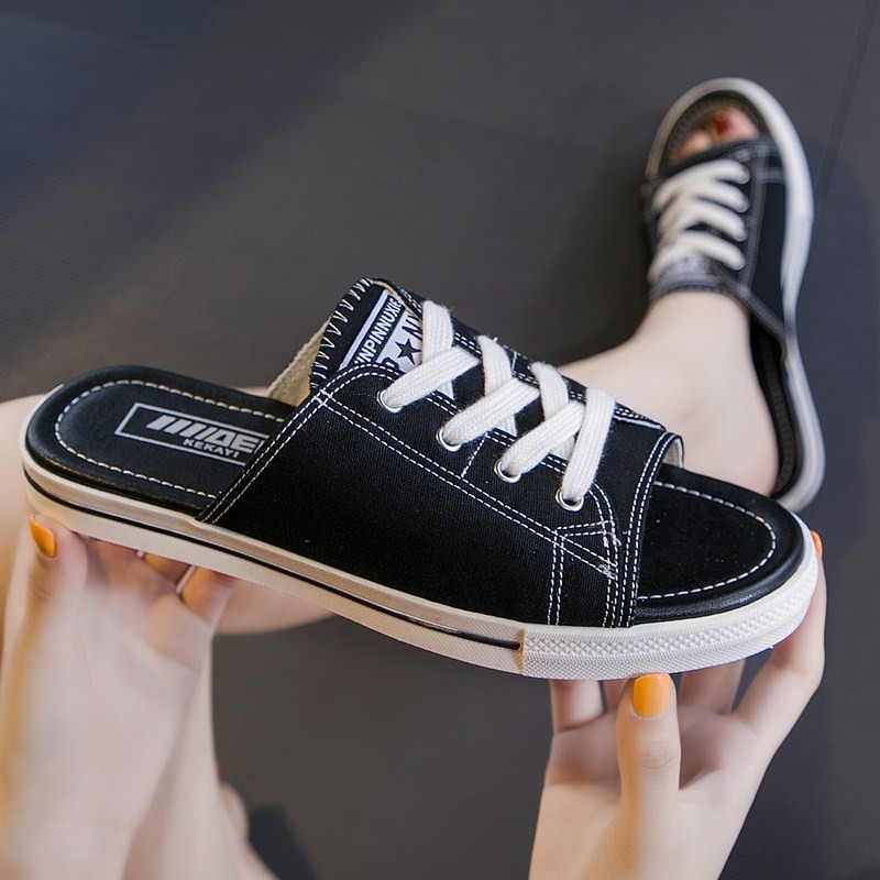 Can Kaiz 2019 new pattern canvas shoe summer fashion Versatile Flat bottom leisure time slipper Exorcism Sandalsin the Women's Shoes, Slippers category - from Buy2taobao.com to provide professional Taobao agent buy service