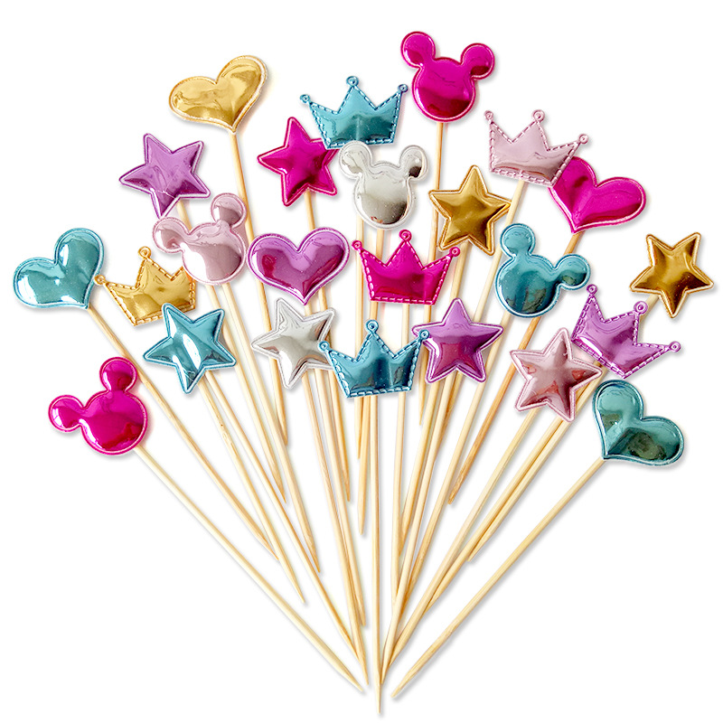 pu Bright surface love plug-in unit Inserted card Aesthetic INS Five-pointed star birthday party Dessert Mickey ornamentin the Festive supplies/Gift , Dress supplies category - from Buy2taobao.com to provide professional Taobao agent buy service