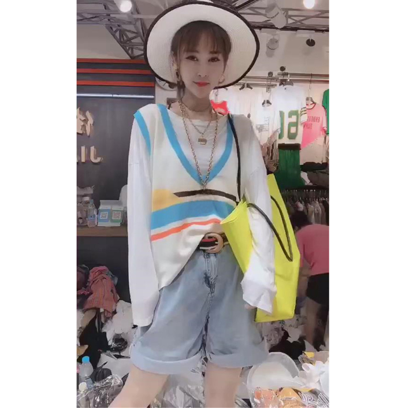 European goods 2019 summer new pattern fashion Easy V-neck Color matching Socket knitting vest Vest Versatile Borneol waistcoatin the Women's clothing/Boutique , Maga category - from Buy2taobao.com to provide professional Taobao agent buy service