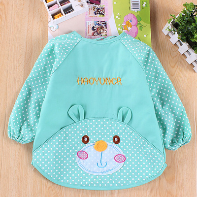 宝宝罩衣纯棉防水儿童反穿衣吃饭衣水晶绒兜兜褂婴儿围裙护衣秋冬