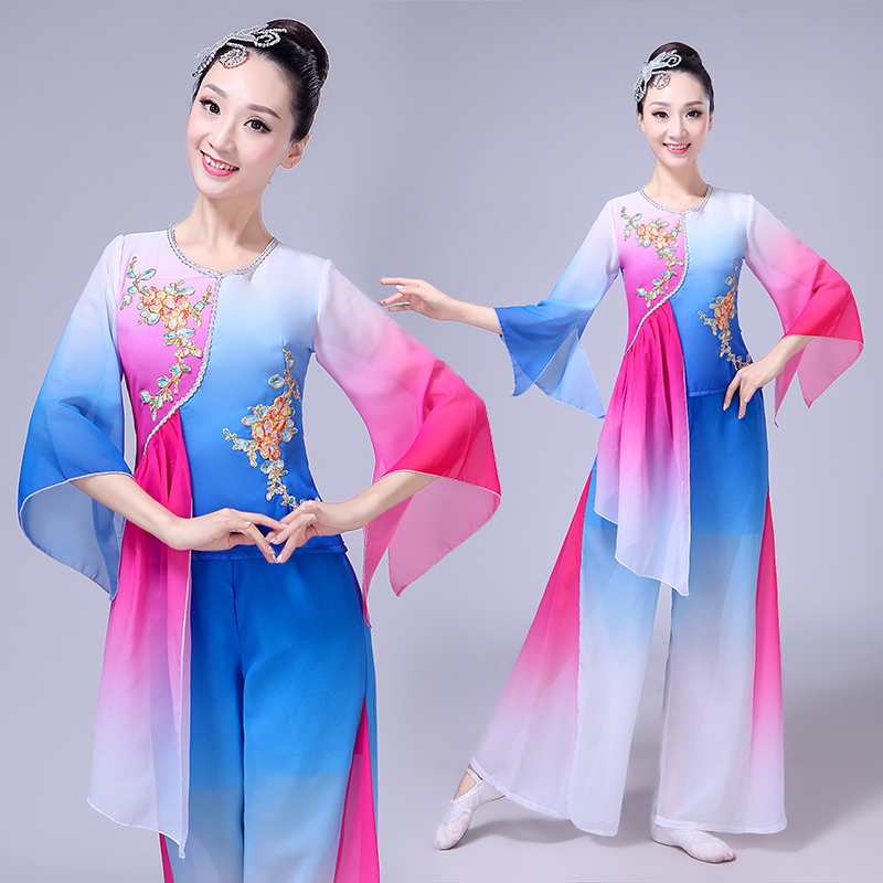 2019新款古典舞演出服女漸變色飄逸雪紡秧歌舞蹈修身扇子舞傘舞夏在類目 女裝/女士精品, 唐裝/民族服裝/舞臺服裝, 民族服裝/舞臺裝中 - 來自Buy2taobao.com提供專業的淘寶代購服務