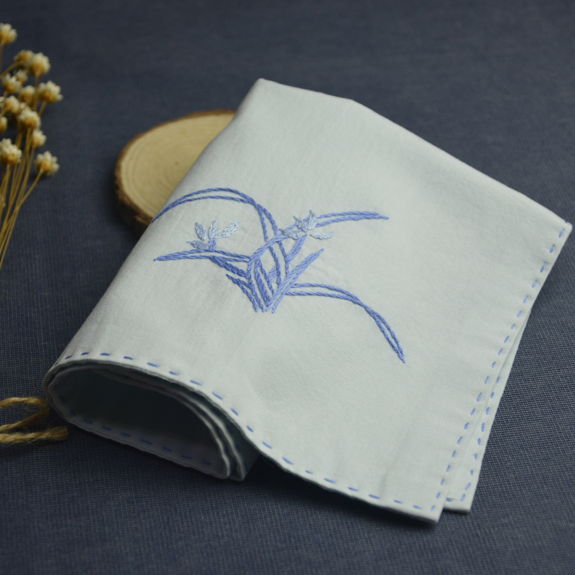 Glaze meets-Orchids Pure handwork Embroidery Orchids lady Cotton Handkerchief double-deck soft DIY Material packagein the Accessories/Leather belt/Hat/Muffler , Handkerchief category - from Buy2taobao.com to provide professional Taobao agent buy service