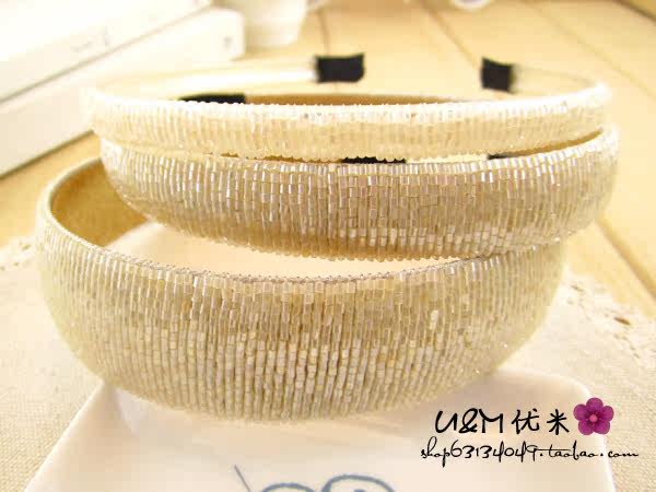 满28包邮 8560纯手工串珠发箍 时尚珠米珠发饰 宽发头箍发卡批发