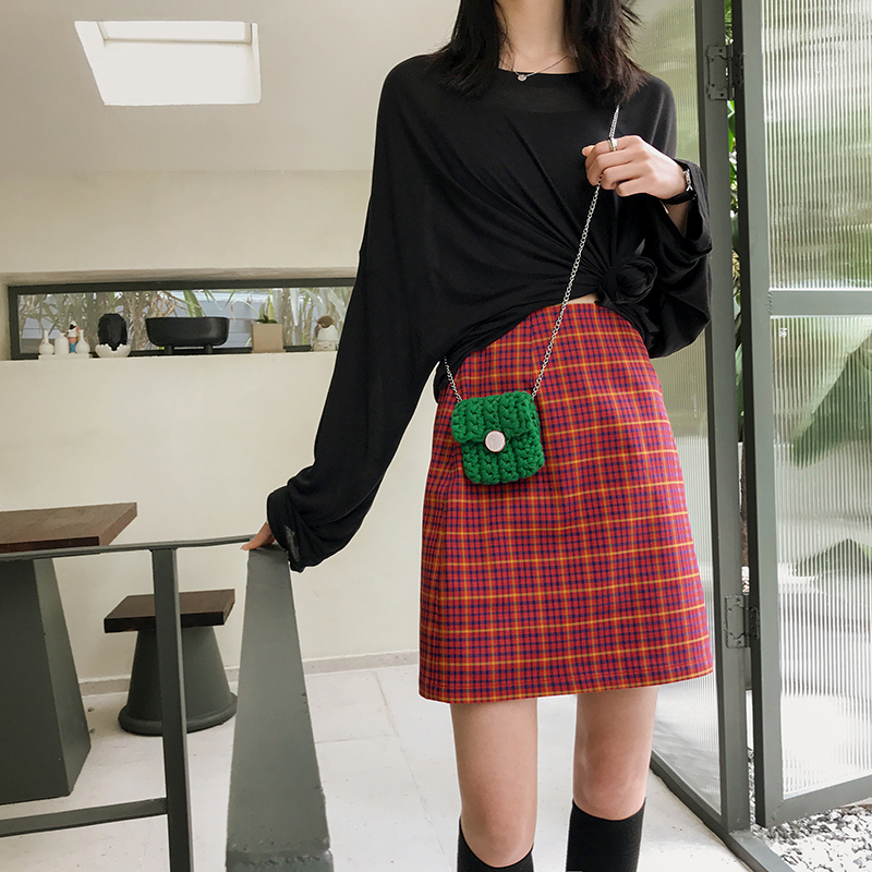 HAVERICE Restaurant Retro college Over the United States Package hip Show thin Plaid skirt new patternin the Women's clothing/Boutique , Skirts category - from Buy2taobao.com to provide professional Taobao agent buy service