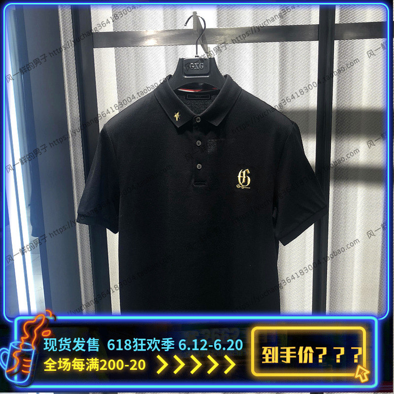 GXG男装2019年夏款小蜜蜂刺绣个性字母装饰黑色Polo衫#GY124680C在类目 男装, Polo衫中 - 来自Buy2taobao.com提供专业的淘宝代购服务