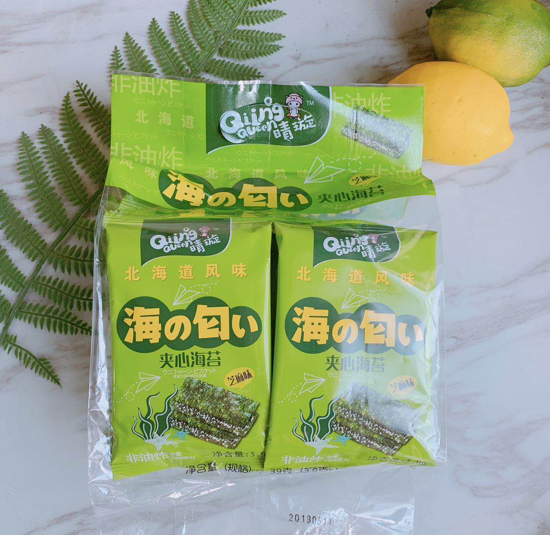 晴璇芝麻夹心海苔脆3.9g*10袋装即食紫菜儿童休闲零食品|ruв категории закуски/орехи/специальность, Кальмары/вяленая рыба/морепродукты мгновенный, Нори серии - от Buy2taobao.com для оказания профессиональной услуги покупки агента Taobao
