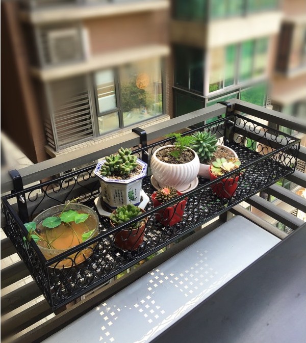 满花纹田园阳台栏杆实木花架悬挂 简约铁艺多层花盆架多肉植物架在类目 住宅家具, 架类, 花架/花几中 - 来自Buy2taobao.com提供专业的淘宝代购服务