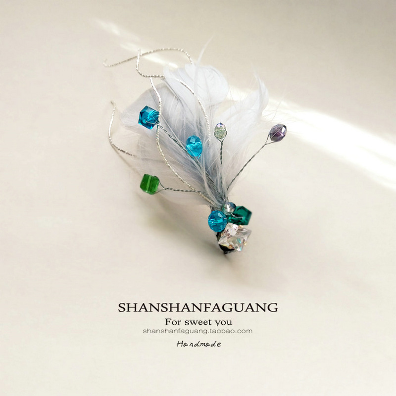 影楼新娘婚礼礼服头饰发饰 韩式日韩超仙美结婚羽毛发夹晚宴配饰|msdalam kategori Aksesori/Belt kulit/Hat/Muffler, aksesori pakaian perkahwinan, hiasan kepala pengantin - dari Buy2taobao.com untuk memberikan perkhidmatan ejen Taobao profesional membeli