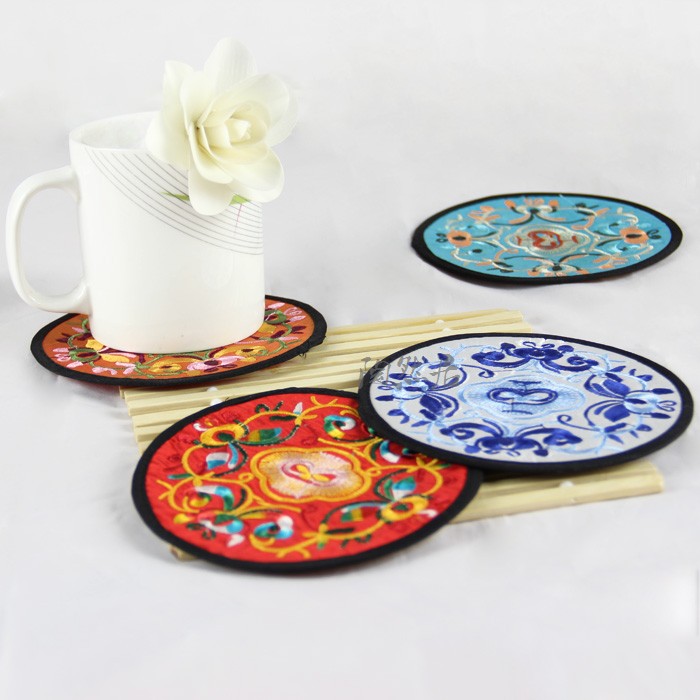 Chinese style Embroidery Fabric Coasters characteristic manual Embroidery Tapestry gift Coaster Send a foreigner giftin the Tableware , Cup/Cups/Kettle , Coaster  category - from Buy2taobao.com to provide professional Taobao agent buy service