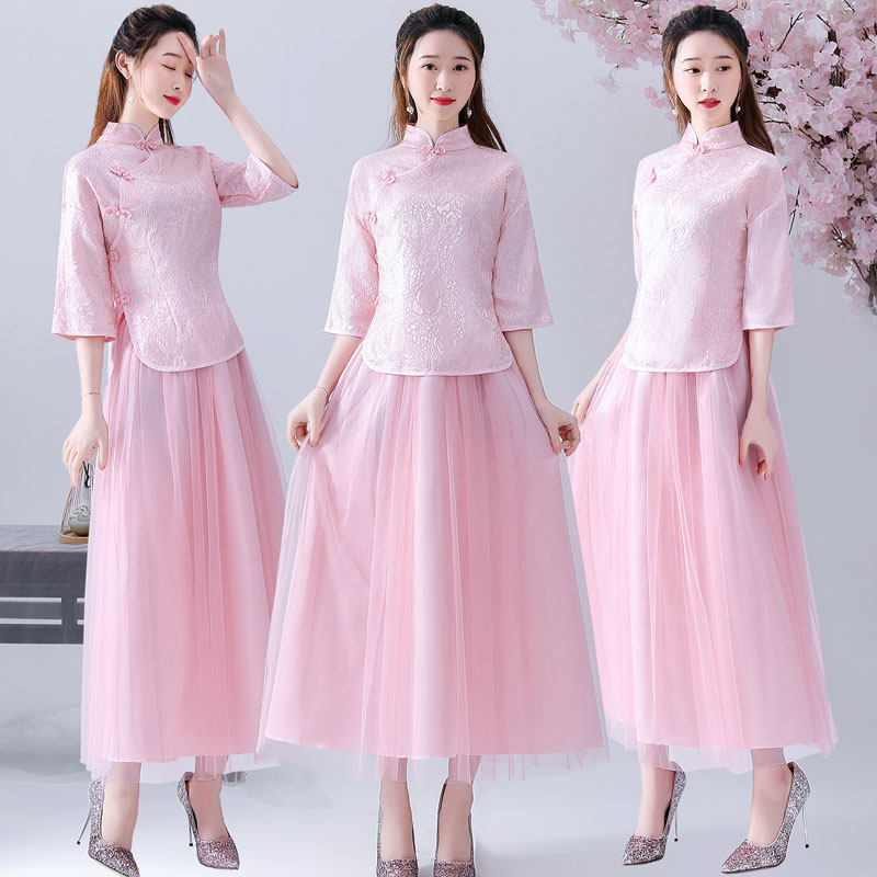 2019新款春中式长款伴娘服中国风姐妹裙伴娘服仙气质|msdalam kategori Butik wanita / wanita, perkahwinan/Cheongsam/pakaian, pakaian/malam - dari Buy2taobao.com untuk memberikan perkhidmatan ejen Taobao profesional membeli
