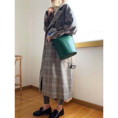 年度推荐自留mocha家~炒鸡大牌复古文艺经典格纹风衣女秋装 2.2斤