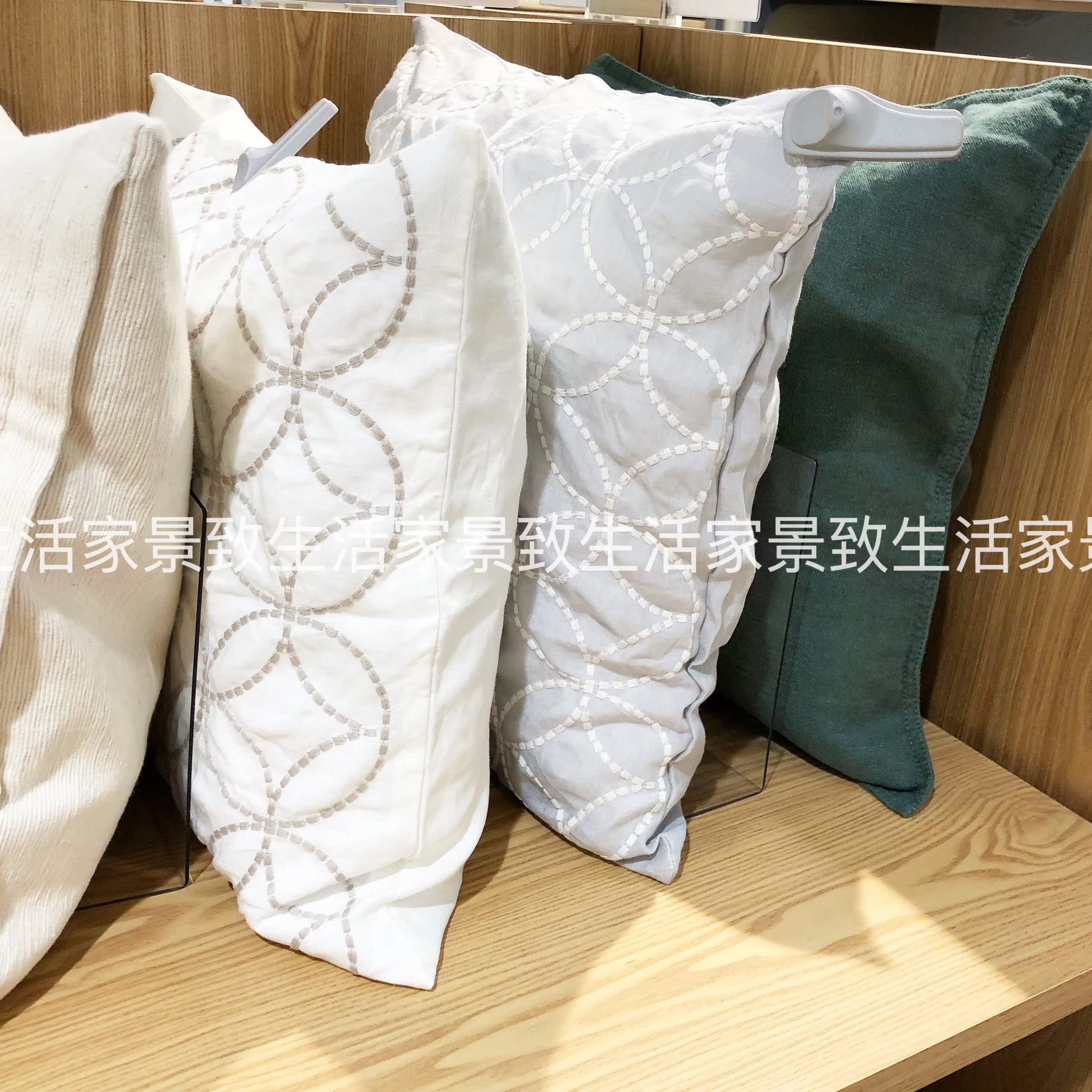 MUJI 2019春夏新款水洗麻靠垫套 亚麻平纹刺绣坐垫套 国内代购|msdalam kategori rumah Fabrik, bantal/bantal - dari Buy2taobao.com untuk memberikan perkhidmatan ejen Taobao profesional membeli