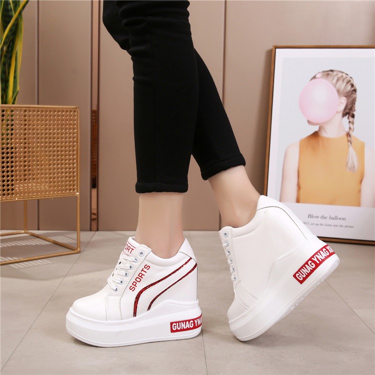 2018 Spring new pattern The thickness of the bottom White shoes Extra high heels 12 centimeter Muffin bottom Women's Shoes The increase in Korean Edition Casual shoesin the Women's Shoes, High shoes category - from Buy2taobao.com to provide professional Taobao agent buy service