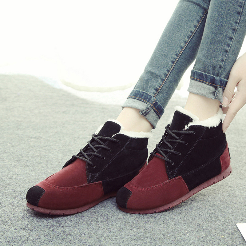 2014 Winter Korean version of casual spell color waterproof thick warm snow boots flat heel women's shoes boots women boots