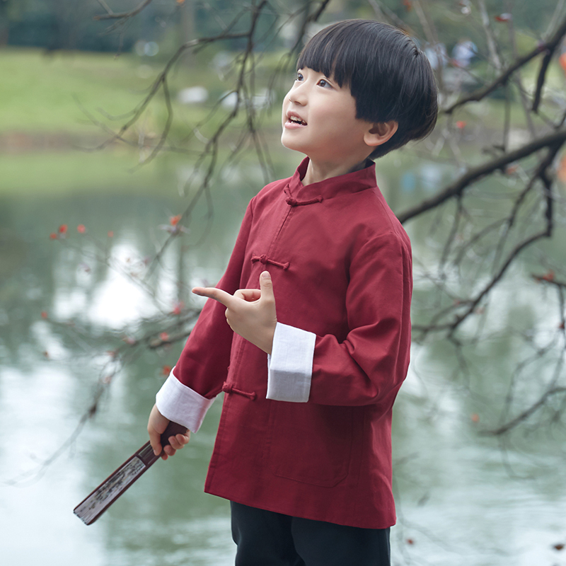 男童儿童唐装套装亚麻18春夏中国风红色复古主持书法花童演出服|ruв категории Детская одежда, детей ципао/костюм/национальная одежда, костюм - от Buy2taobao.com для оказания профессиональной услуги покупки агента Taobao