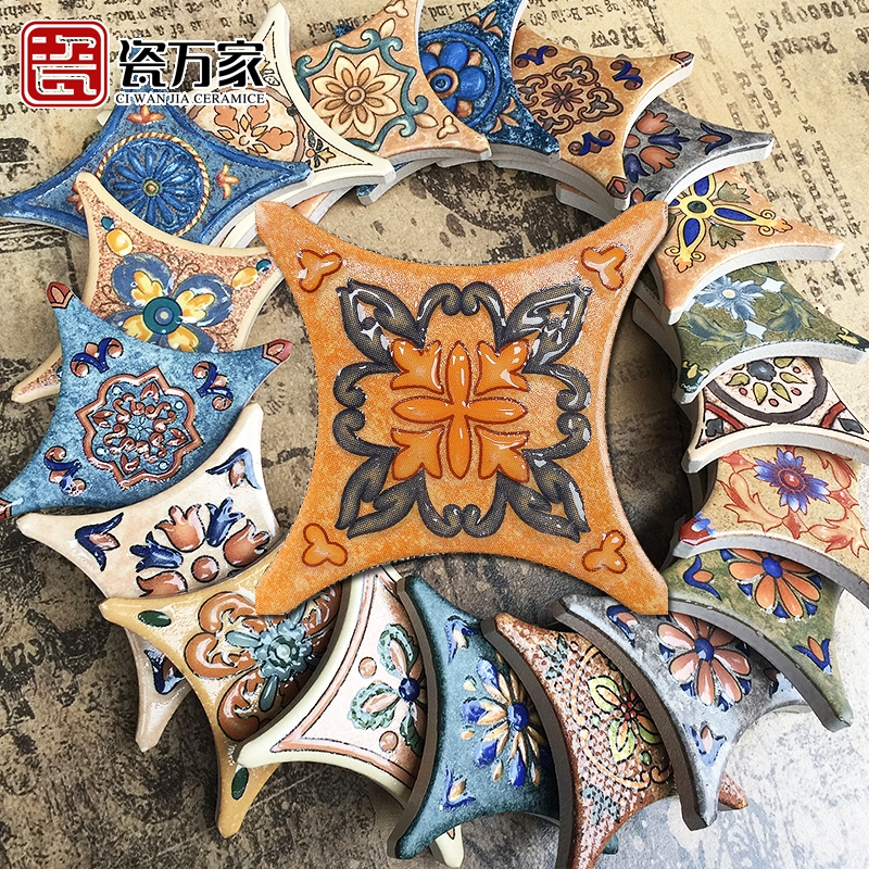 瓷万家 客厅圆角砖花片地砖角花配件陶瓷瓷砖仿古砖小花片砖|ruв категории награду материалов, керамическая плитка, плитка декоративные аксессуары, цветы лист - от Buy2taobao.com для оказания профессиональной услуги покупки агента Taobao