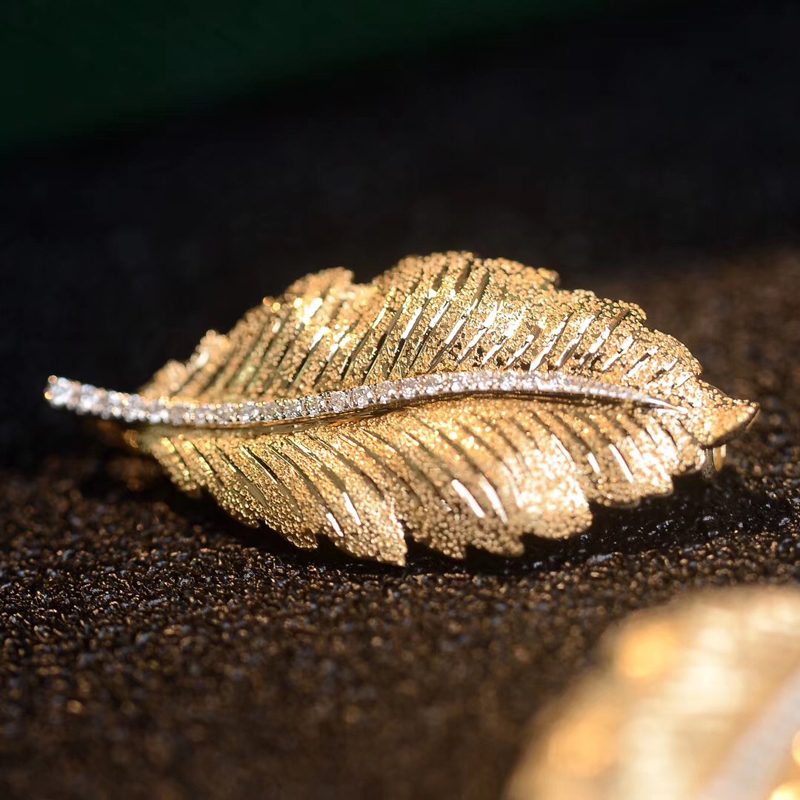 Morning jewelry 18K Gold leaf Pendant leaf Diamonds Pendant Brooch Dual use man man 's suit Pin Broochin the Jewelry/Diamond/Jade/Gold , Diamond Jewelry (New) , Choker category - from Buy2taobao.com to provide professional Taobao agent buy service