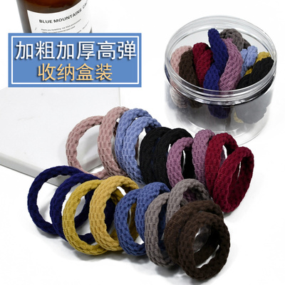 盒装加粗高弹力提花毛巾圈无接缝耐用头绳黑发绳皮筋皮套清新发圈