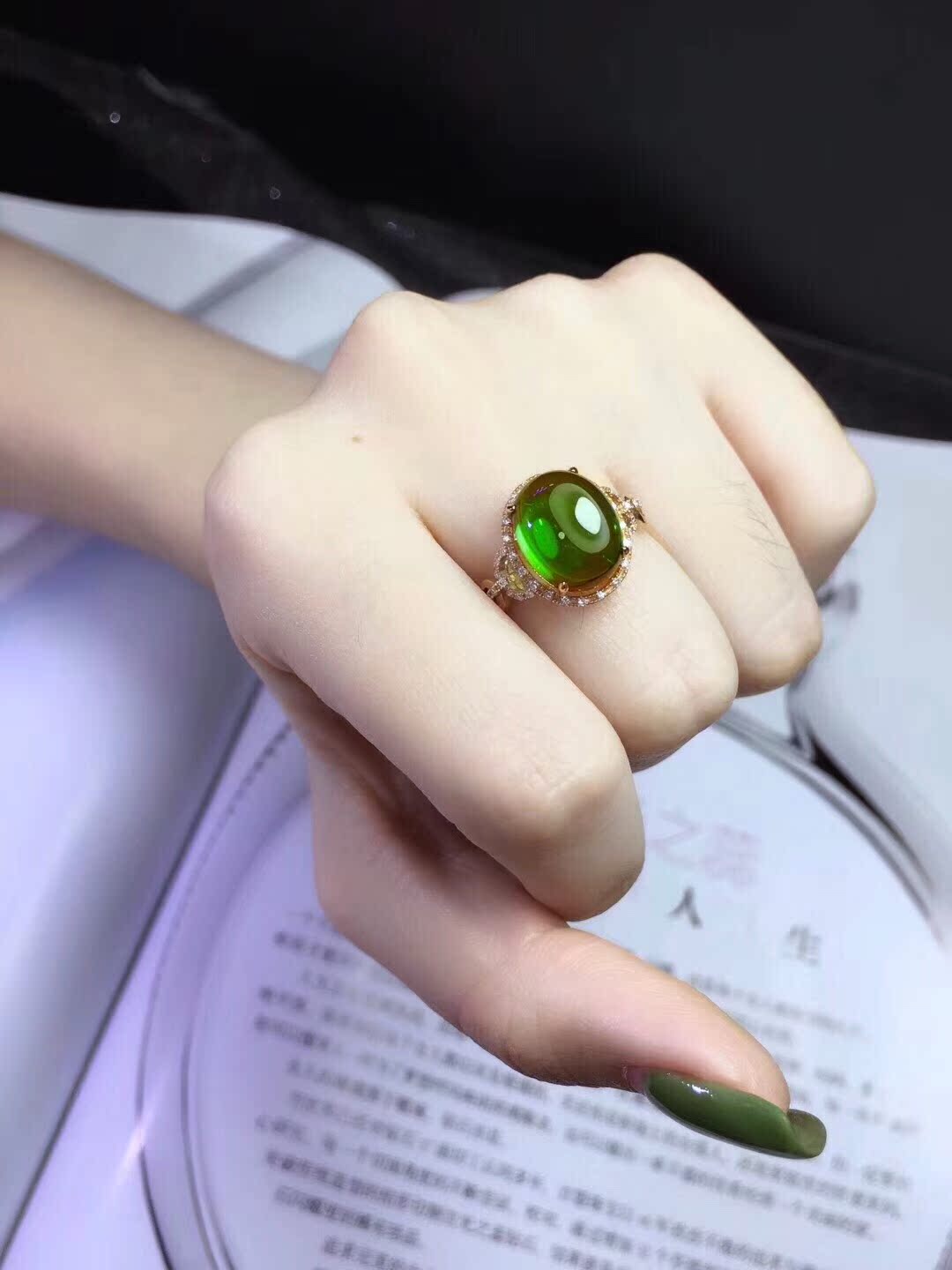 18K Diamond Tourmaline Ring without wearing make-up green fluorescencein the Accessories/Fashion Jewelry, Ring/Ring category - from Buy2taobao.com to provide professional Taobao agent buy service