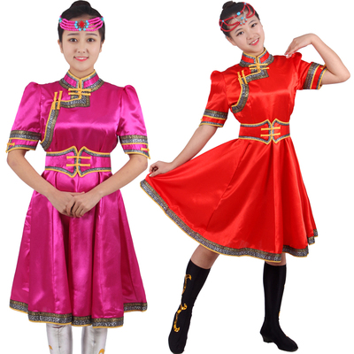 蒙古族女装舞蹈演出服装 蒙古舞表演服 民族服饰 少数民族服饰