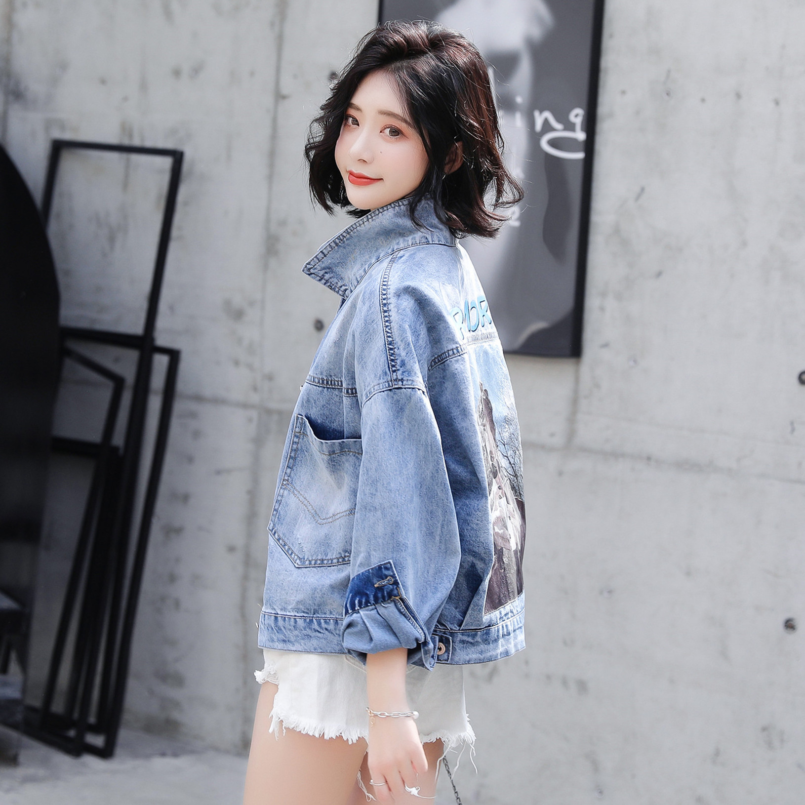 港味2019春秋新款宽松网红牛仔外套女韩版BF风学生抖音短款上衣褂|msdalam kategori Butik wanita / wanita, jaket pendek - dari Buy2taobao.com untuk memberikan perkhidmatan ejen Taobao profesional membeli