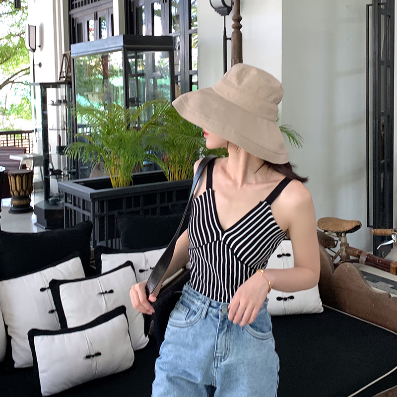 十元诗苑 性感吊带背心女外穿针织心机上衣无袖t恤条纹打底背心夏|ruв категории Женская одежда, жилет подтяжки - от Buy2taobao.com для оказания профессиональной услуги покупки агента Taobao