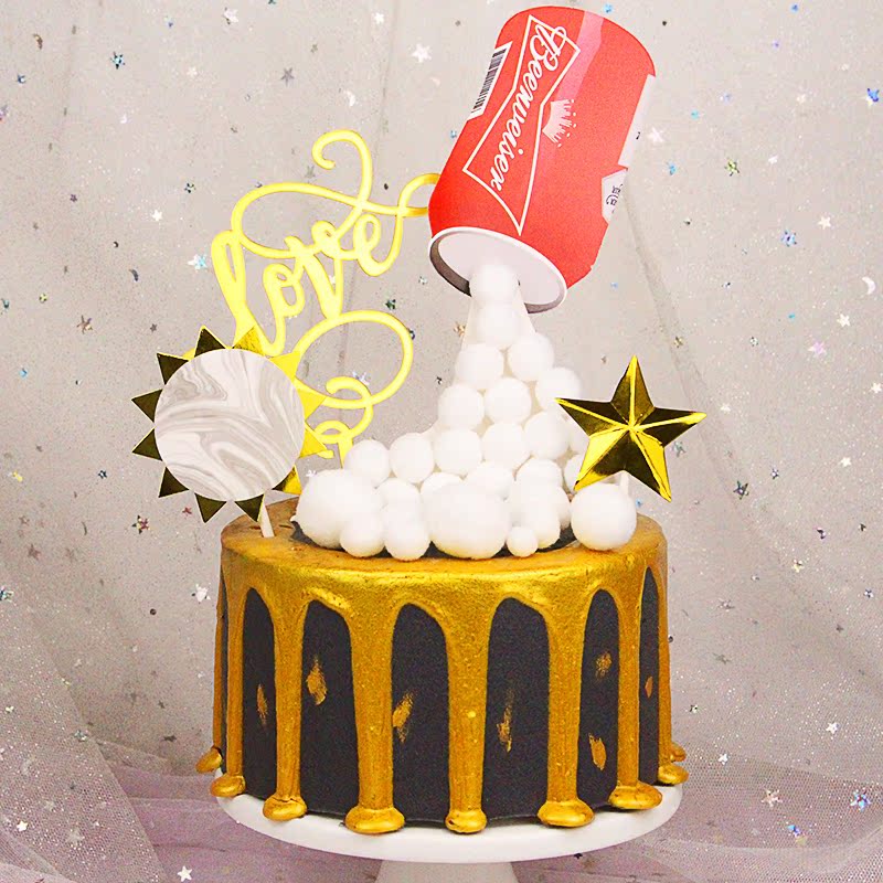 烘焙蛋糕装饰网红爆款夏日冒泡易拉罐插牌love亚克力蛋糕装饰插牌|ruв категории фестиваль товаров/подарок, свеча - от Buy2taobao.com для оказания профессиональной услуги покупки агента Taobao