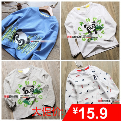 清仓秋款童装韩版男童中大童满印纯棉刺绣外穿内搭长袖T恤打底衫