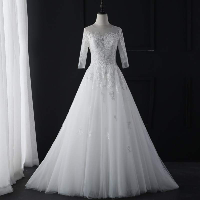 婚紗禮服女2019新款森系新娘結婚簡約赫本壹字肩長袖拖尾顯瘦齊地在類目 女裝/女士精品, 婚紗/旗袍/禮服, 婚紗中 - 來自Buy2taobao.com提供專業的淘寶代購服務