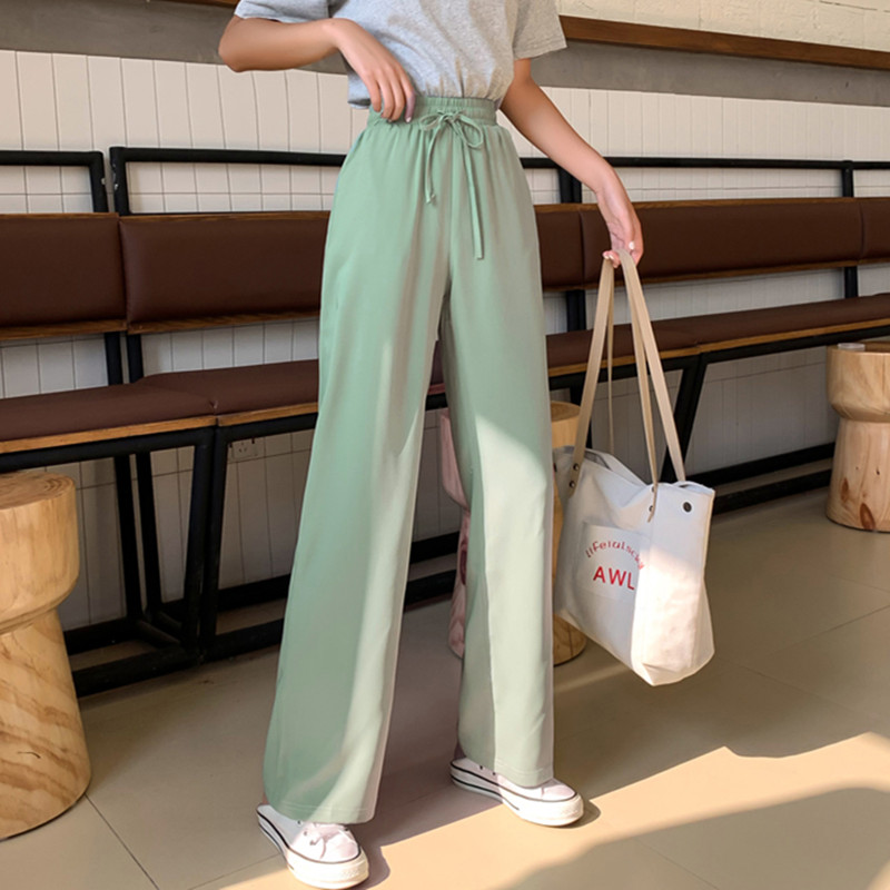 2019 summer new pattern leisure time Wide leg pants student Versatile Paige Mopping the floor Chiffon Thin section Straight trousersin the Women's clothing/Boutique , Pants , Suit pants/Dress pants category - from Buy2taobao.com to provide professional Taobao agent buy service