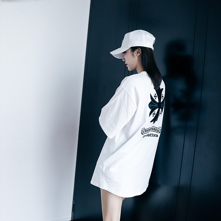 冷淡風拼皮純棉短袖t恤女2019夏季新款寬松百搭ins中長款T恤裙在類目 女裝/女士精品, T恤中 - 來自Buy2taobao.com提供專業的淘寶代購服務