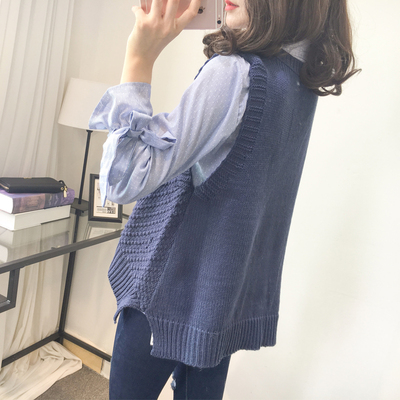 如何搭配秋冬季韩版无袖针织背心毛衣马甲女装