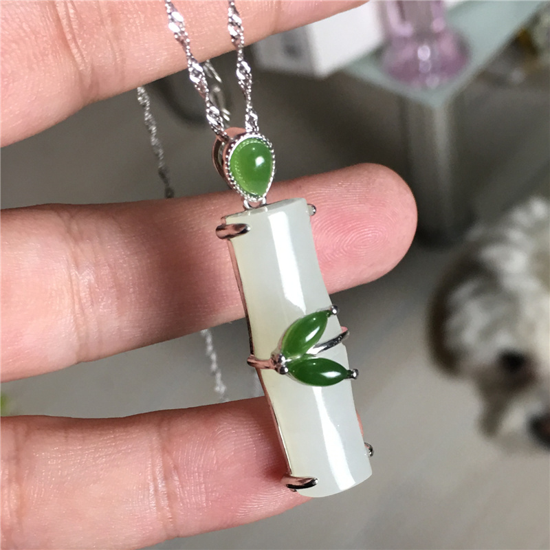 natural Wada White jade Bamboo Pendant Female models jade Jade Pendant 925 Set Bamboo fidelity Nephrite Gifts 1in the Jewelry/Diamond/Jade/Gold , And nephrite , Choker category - from Buy2taobao.com to provide professional Taobao agent buy service