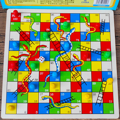 早教教具木制幼儿园早教儿童学生益智力玩具亲子木质飞行棋蛇棋