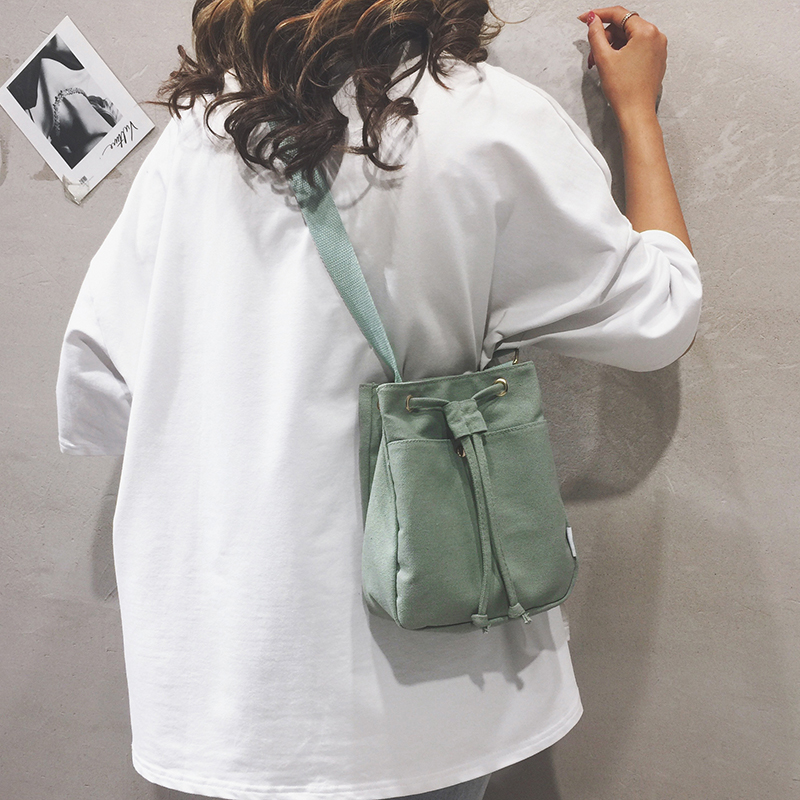 2019 new pattern literature Sen family girl ins Korean Edition Versatile canvas Bucket bag Messenger Cloth student The single shoulder bagin the Leather/Lady bags/Men's bag, Phone package category - from Buy2taobao.com to provide professional Taobao agent buy service
