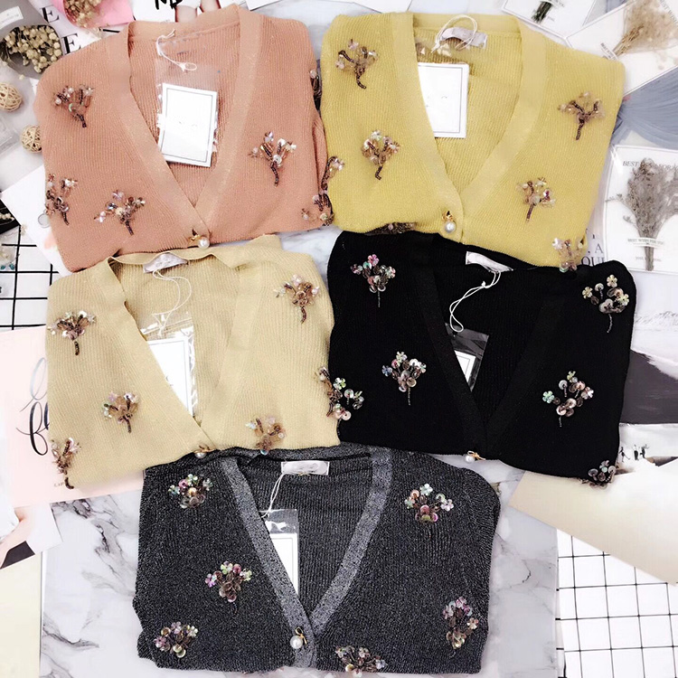 Thailand Chaopai Spring and summer New products jacket Hand-beaded Sequins Cardigan temperament Pearl clasp Sweaterin the Women's clothing/Boutique , Sweaters category - from Buy2taobao.com to provide professional Taobao agent buy service