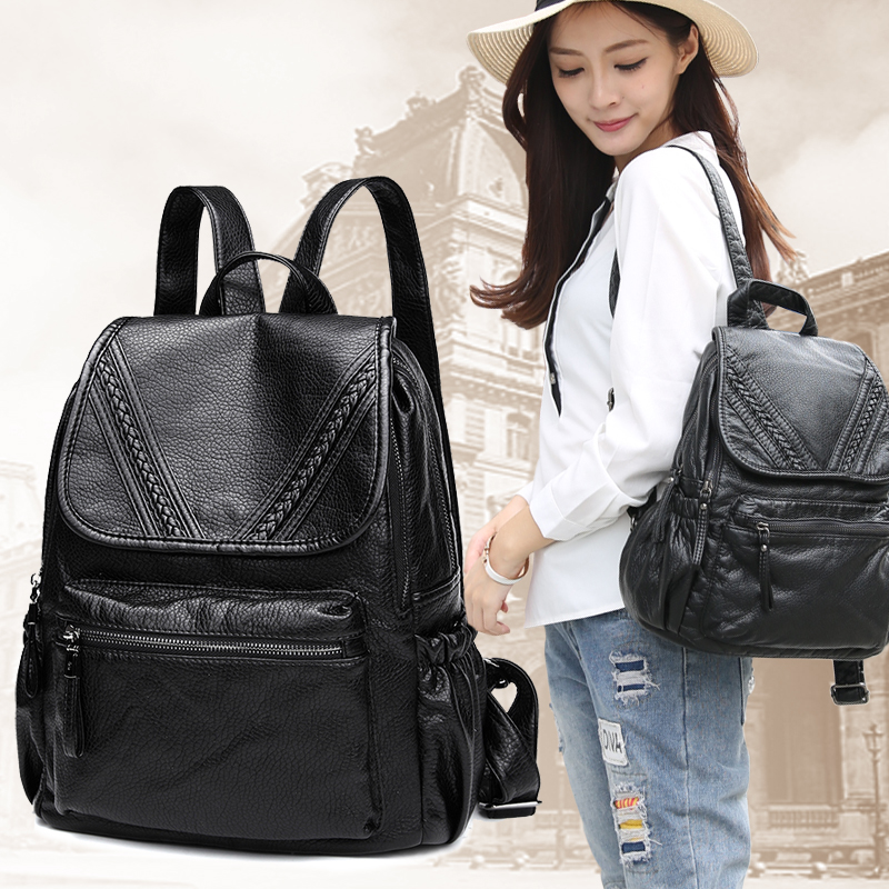 When Obi Backpack 2019 Korean Edition Soft leather Mummy knapsack student schoolbag Travelling bag capacity schoolbagin the Leather/Lady bags/Men's bag, Backpack category - from Buy2taobao.com to provide professional Taobao agent buy service