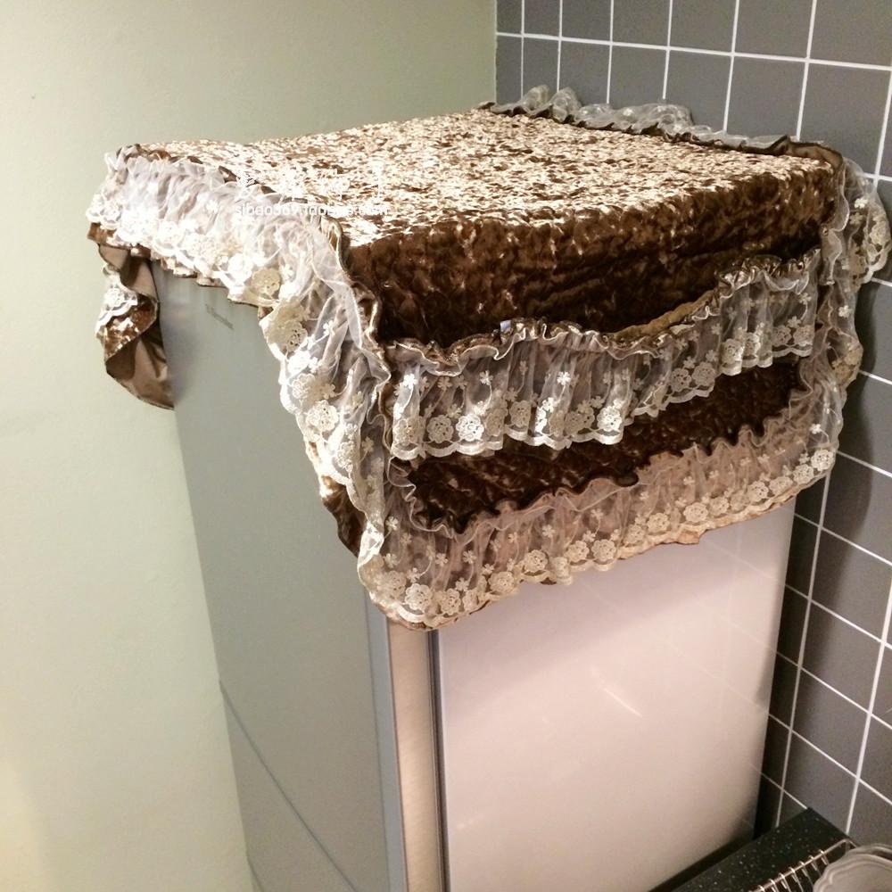 Upscale lace lace Refrigerator Gabion head-cover or veil for the bride at a wedding Single Double Door Refrigerator cover Refrigerator dust cover European style Curry color Flannelin the Storage consolidation , Household appliances dust , Dust the refrigerator category - from Buy2taobao.com to provide professional Taobao agent buy service