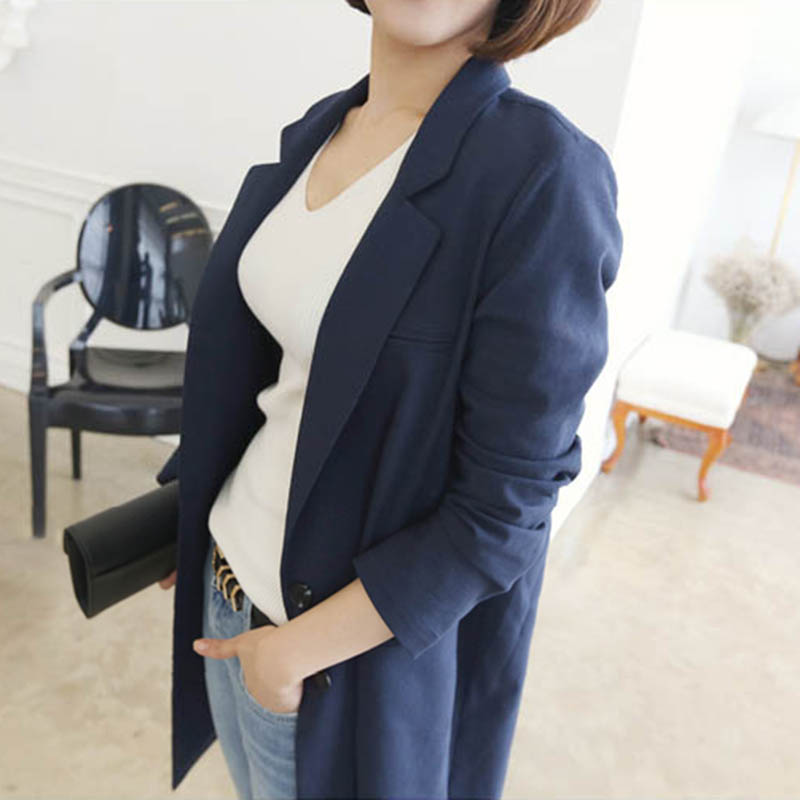 秋季新款亚麻小西装韩版中长款一粒扣西服女棉麻休闲大码显瘦外套|ruв категории Женская одежда, костюм - от Buy2taobao.com для оказания профессиональной услуги покупки агента Taobao