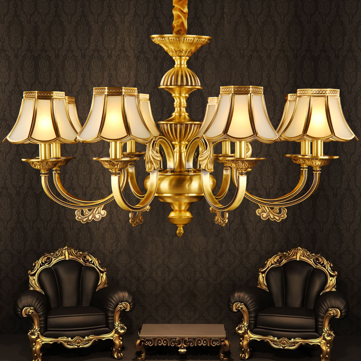 American style All copper a chandelier a living room Candle lamp All copper Lampshade classical originality Restaurant bedroom lamps and lanterns 8882in the Decoration main material , Lamps , Chandelier category - from Buy2taobao.com to provide professional Taobao agent buy service