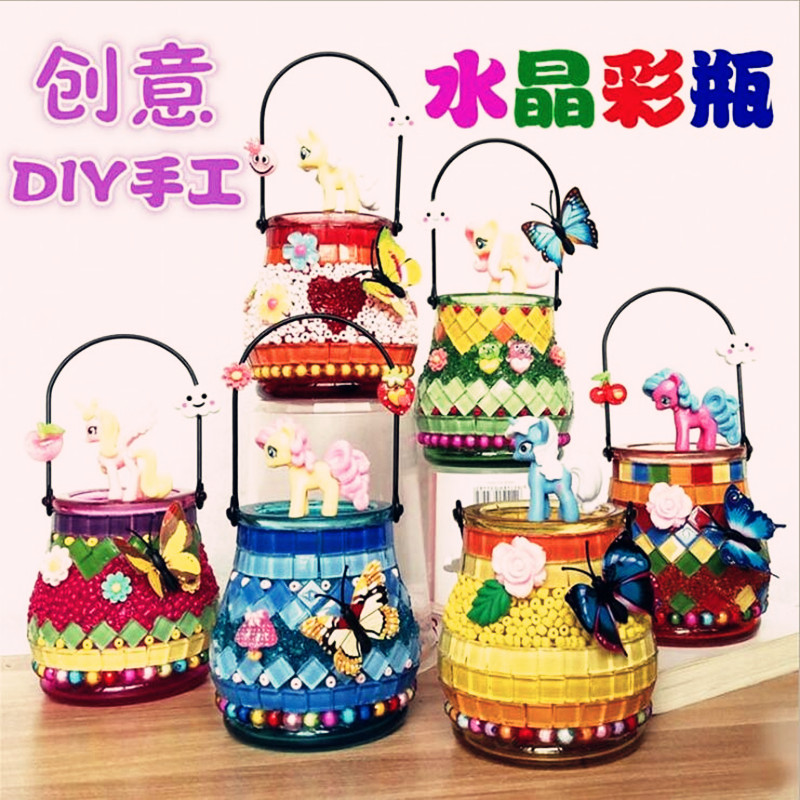 children crystal Color bottle kindergarten originality manual make DIY Paste painting luminescence vase Boys and girls Toysin the Toy/Childs/Puzzle/Building block/Model , Other Toys category - from Buy2taobao.com to provide professional Taobao agent buy service