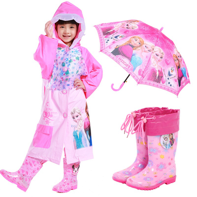 女童雨衣公主迪士尼冰雪奇缘儿童雨衣书包位宝宝学生加厚雨披雨鞋